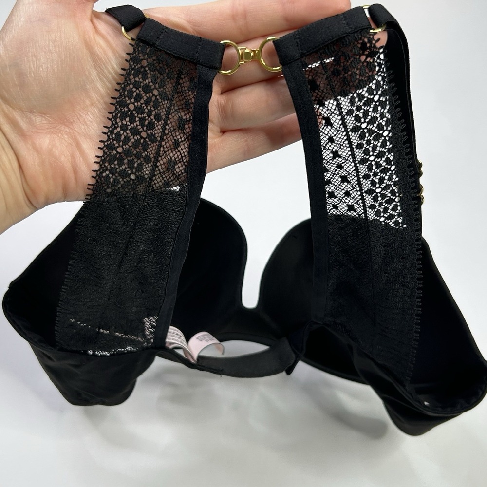 Victoria's Secret Incredible Lined Demi Bra 32C Black Lace Convertible Straps - Picture 3 of 10